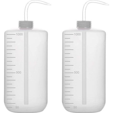 2 Paquet 1000 ml Flacons de Lavage en Plastique à Squeeze avec LDPE Ouverture Etroite, Bouteille D'arrosage à Presser Squeeze Wash Bottle, 1000ml (1/5)