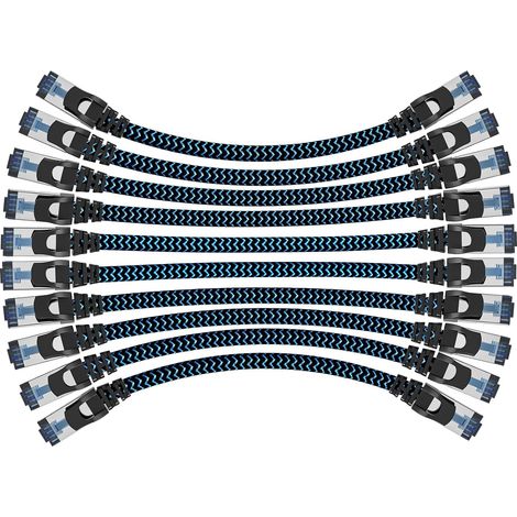 10-Piece Cat 8 Ethernet Cable 1.5 m Network RJ45 40Gbps 2000MHz Cable Ethernet Haut Débit Nylon Tressé Double Blindage Rallonge Ethernet Cat 8 Compatible avec Routeur Modem Décodeur TV (1/5)