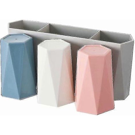 Porte-brosse à dents mural à ventouse pour salle de bain, support mural pour brosse à dents, étagère pour gobelet à brosses à dents, ensemble de gobelets pour bain de bouche sans perçage (1/5)