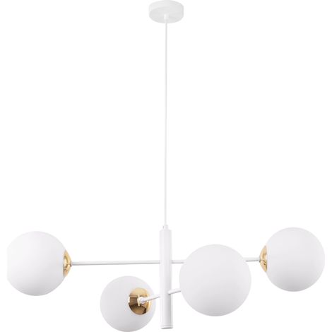 LAMPADA A SOSPENSIONE VICENZA BIANCO ORO 4 PARALUME BIANCO PIATTO E14