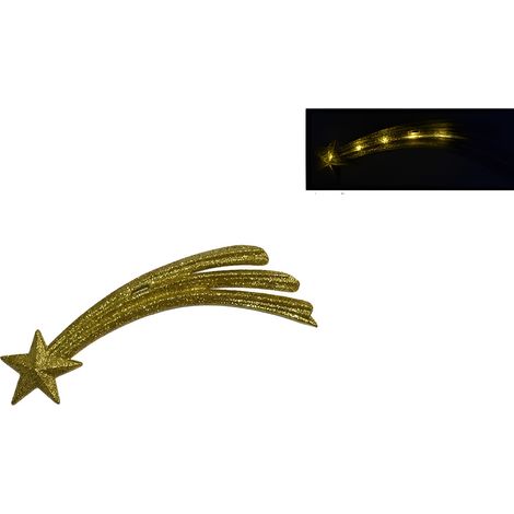 Stella cometa oro luminosa cm 19x6 a batterie per grotta capanna presepe albero puntale i natale addobbi natalizi decorazioni