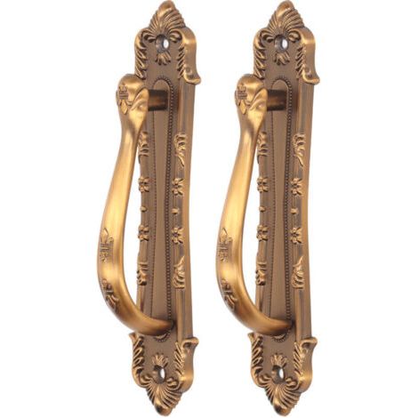 Poignée porte barn door vintage - Lot de 2 poignées en applique aluminium retro français pour armoire tiroir (1/4)