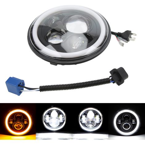 [Meikeduo Exklusivshop] Universeller Motorradscheinwerfer mit 7-Zoll-LED-Angel-Eye und zweifarbigem Tagfahrlicht (1/5)
