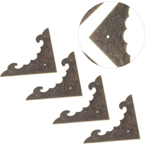 12 pezzi Scatola portagioie in legno Scatola regalo Protezioni per angoli decorative in bronzo S (1/5)
