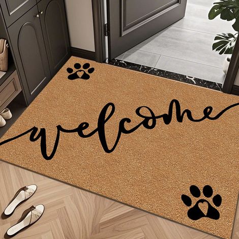 Tapis de sol en fausse fibre de coco 45x70cm, idéal pour les portes d'entrée et les entrées extérieures (« Bienvenue à vos pieds ») (1/3)