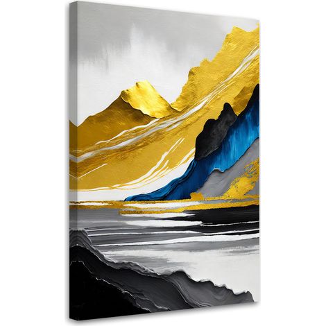 Tableau sur toile Tableau sur toile Montagnes abstraites or 3d 70x100 (1/5)