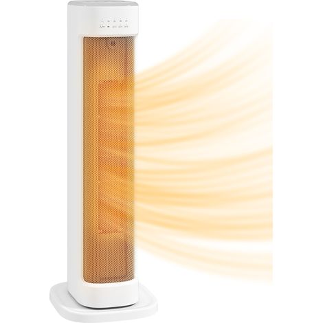 Homcom – Radiateur soufflant 2000W – Céramique PTC – Thermostat réglable – Minuterie 15h – Oscillation 60° – Pour 15-20 m² – Blanc (1/5)