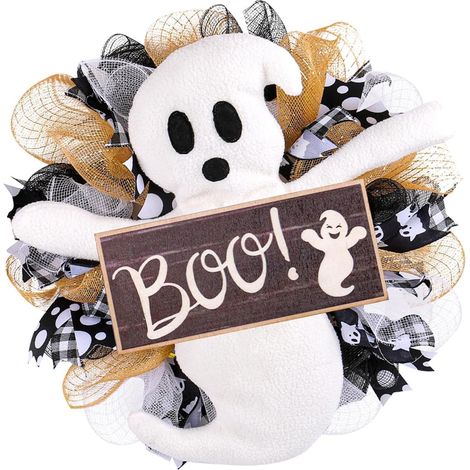 Décoration De Couronne d'halloween Ornement Festif Effrayant Réaliste Couronne Fantôme En Mesh Pour Porte Pour Maison Hantée Fenêtre Manteau De Cheminée Mur Clôture Salle À Manger Patio Entrée (1/5)