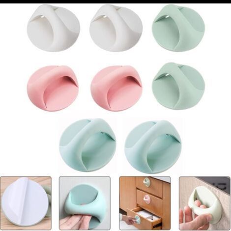 Lot de 8 poignées rondes auto-adhésives pour tiroir d'armoire de cuisine, pour réfrigérateur, armoire, armoire, porte coulissante (1/4)
