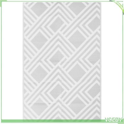 Tapis d'extérieur - FAFEICY - ARAKIL - Gris - 190x290 cm - Réversible double face (1/5)
