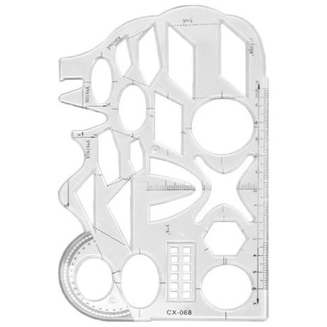 2-teiliges multifunktionales geometrisches Zeichenlineal aus Kunststoff, Messwerkzeug für Schule und Büro, transparente geometrische Zeichenvorlage (1/5)