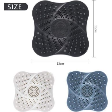 3 Pièces Filtre Cheveux Douche Attrape Filtre de Drain de Baignoire avec Ventouse Pour Salle de Bain Évier (1/4)