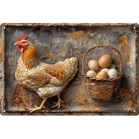 Drôle Plaque de Poule Style Rétro, Plaque Métallique Vintage Animale, Décoration Murale pour Bar, Affiche Métal pour Cuisine, Pub, Club, Salon, Restaurant, Boutique (1/5)