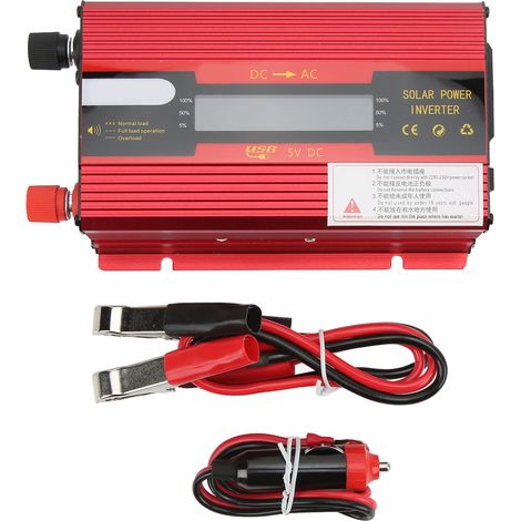 Convertisseur de puissance 420W crête 1000W 12V/24V vers 220V 50Hz Onde sinusoïdale modifiée Alarme basse tension Écran LCD pour voiture et maison (1/5)