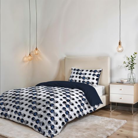 Parure de housse de couette SANS REPASSAGE - Ensemble housse de couette - Lit 1 place, Microfibre - Housse 150x200 cm + Rabat et 1 taie d'oreiller 50x80 cm - Optical (1/5)