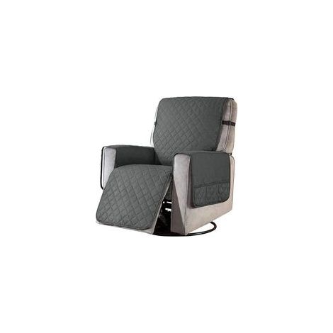 Housse de fauteuil inclinable matelassée – Protection antidérapante pour animaux – 1 place – 100% polyester – Lavable à la main – Gris foncé (1/5)