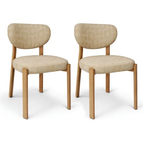 Lot de 2 chaises pied bois et tissu, SUZIE