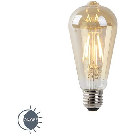 LUEDD Ampoule LED E27 ST64 dorée avec détecteur crépusculaire 4W 400 lm 2200K (1/4)