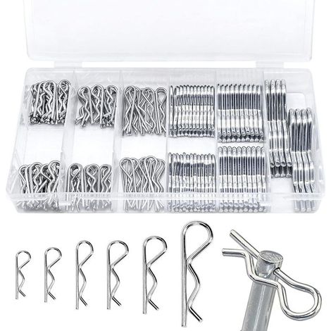 150 Pièces Goupilles Fendues R Clips, Goupilles de Retenue R Forme Goupilles à Ressort, Goupilles De Fixation Attache Outils À Main Accessoires, 6 Taille de 31 à 75 mm-OUYLAF (1/5)
