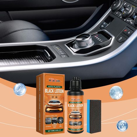Auto-Kunststoffpflegemittel, Fleckenentferner für Innenraumteile, Fleckenentferner, Pflegemittel für Kunststoffe mit Schwarzfärbung und Glanz – 100 ml + Schwamm -- BIEMMEDUE (1/5)