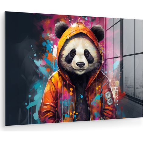 CUADRO DE METACRILATO Panda - Chaqueta - Graffiti - Naranja Pinturas 60x40 (1/5)