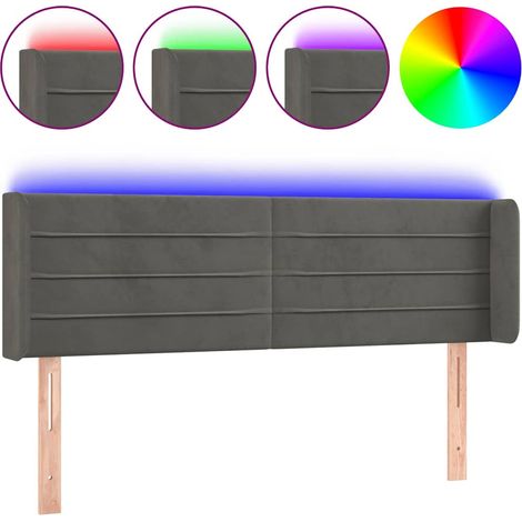 Maison Exclusive - Cabecero con LED de terciopelo gris oscuro 147 (1/5)