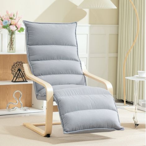 Fauteuil relax à bascule avec repose-pieds réglable, velours, gris clair DESVIAE (1/5)