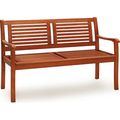 Casaria – Banc de jardin en bois d'eucalyptus pré-huilé 2 places – Résistant aux intempéries – Dossier ergonomique – Dimensions 120x60x90cm