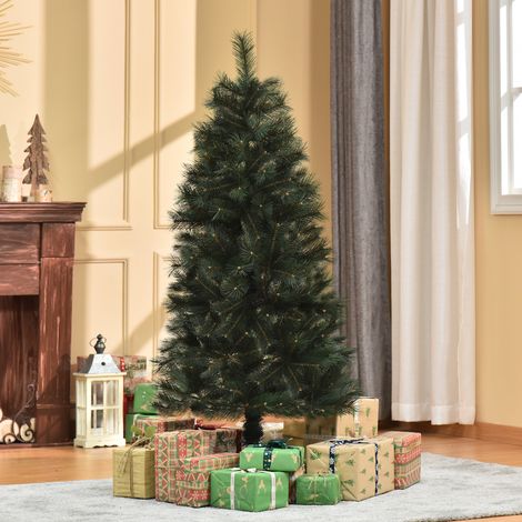 Verts - Sapin de Noël artificiel de 150 cm avec 219 aiguilles en pin PVC ignifuges, base pliable et support en acier, décoration rapide de (1/4)