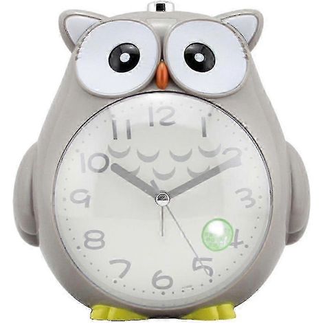 Veilleuse silencieuse à balayage en forme de hibou mignon, réveil bicolore pour enfants et étudiants - Gris (1/5)