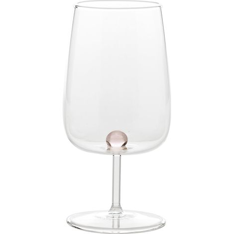Bilia Verre à Vin en Verre Borosilicaté Artisanal Lot de 6 Pièces Couleur Rose avec Sphère Décorative sur le Fond Design Élégant et Résistant