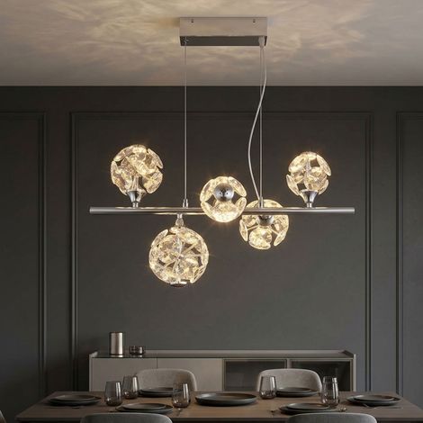 Pendelleuchte Hängelampe Wohnzimmerlampe Glas Kristall gold LED H 120 cm (1/5)