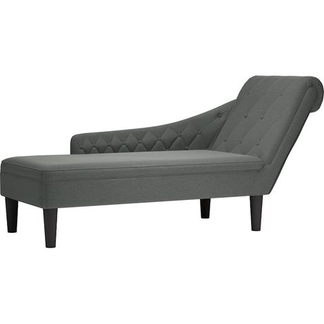 Tumbona con almohada y reposabrazo derecho tela gris oscuro vidaXL