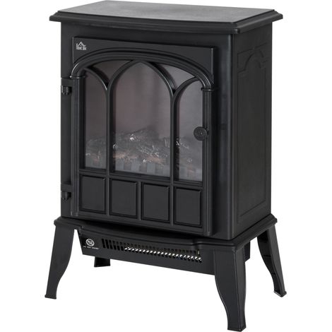 CHICFURN Camino elettrico da terra 2000 W 39 x 23 x 56,5 cm nero in metallo, LED, sicurezza (1/5)