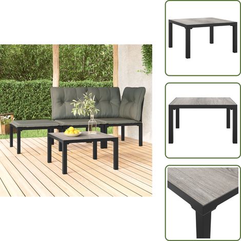 Mesa de exterior - vidaXL Mesa de centro de jardín DPC y acero gris 55x55x31 cm - Mesa de jardín gris