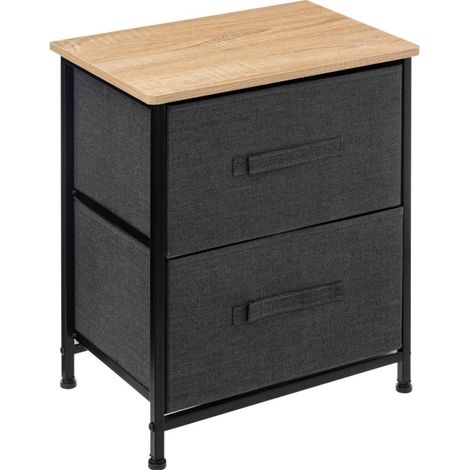 Table de chevet 2 tiroirs métal et tissu (1/4)