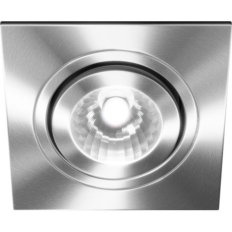 Colore Cali Satin Chrome IP65 35W Square Tiltable Bathroom Downlight (1/3)