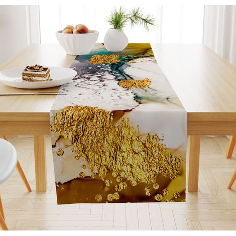 (33x183CM)Coureur de table en lin Pour l'extérieur, le balcon, l'intérieur et la décoration de fête (1/3)