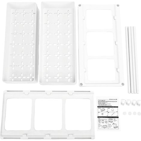 Étagère de rangement coulissante à 2 niveaux pour évier, bureau, cuisine, salle de bain, produits de nettoyage, éponges et autres articles essentiels. Idéale pour les espaces étroits. Couleur : blanc. (1/5)