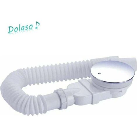 Bonde de douche 90 mm, extra plat, trou de vidange pour bac de douche, siphon avec système anti-odeurs, tamis à cheveux, tuyau flexible, couvercle chromé，blanc, une pièce, (1/4)