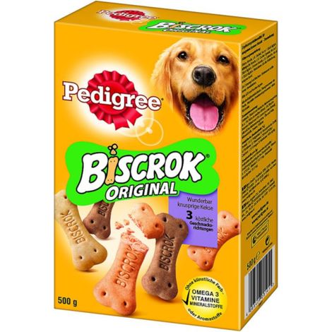 Multipack da 12 pedigree biscrok original biscotti per cani 3 gusti in 1 pollo manzo e agnello conf 500 gr cad