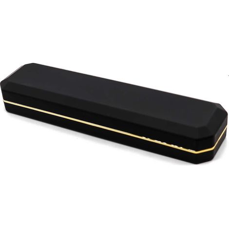 Boîte à bijoux de luxe en velours noir, avec éclairage LED intégré.