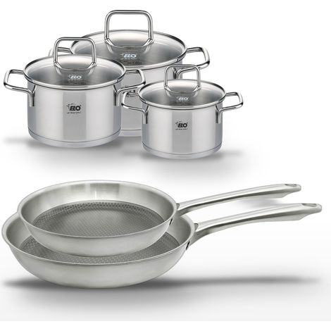 Lot de 2 poêles 24/28 cm et 3 faitouts 12/14/16 cm Elo Relief Passion (1/5)