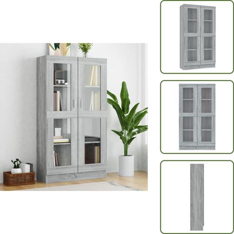 Vitrinenschrank Grau Sonoma 82,5x30,5x150 cm Holzwerkstoff - Bücherregal - Vitrinenschrank - Regal - Wohnraumgestaltung - Einrichtungstipps (1/5)