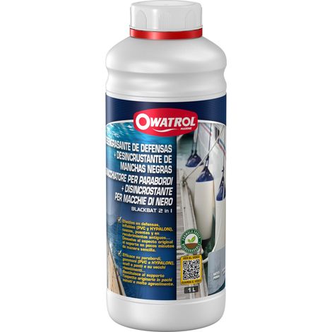 Desengrasante de defensas, desincrustante de manchas negras Owatrol BLACK BAT 2 EN 1 Spray de 500 ml (1/4)