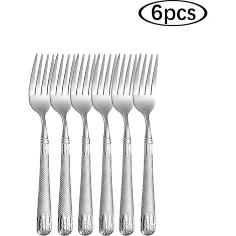 (6 fourchettes à thé) Couverts en acier inoxydable, couteau à steak, fourchette, cuillère, cuillère à dessert, fourchette à fruits (1/5)
