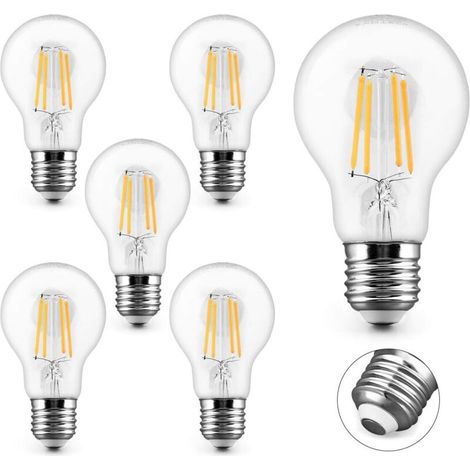 lot de 6 ampoules Filament LED E27 Blanc Chaud 2700K 4W 400LM Edison Vintage (1/4)