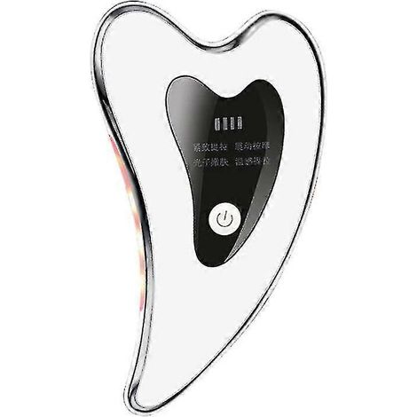 Appareil de massage facial électrique chauffant et vibrant Gua Sha, luminothérapie rouge et bleue, plaque de raclage pour lifting et amincissement du visage (1/5)
