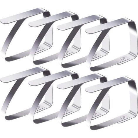 Set of 10 non-slip stainless steel tablecloth clips (4 cm x 10 pieces) (1/5)