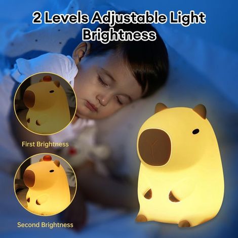 Luce notturna a forma di capibara, luce notturna in silicone a forma di capibara, luce notturna portatile ricaricabile tramite USB (1 pezzo) (1/4)